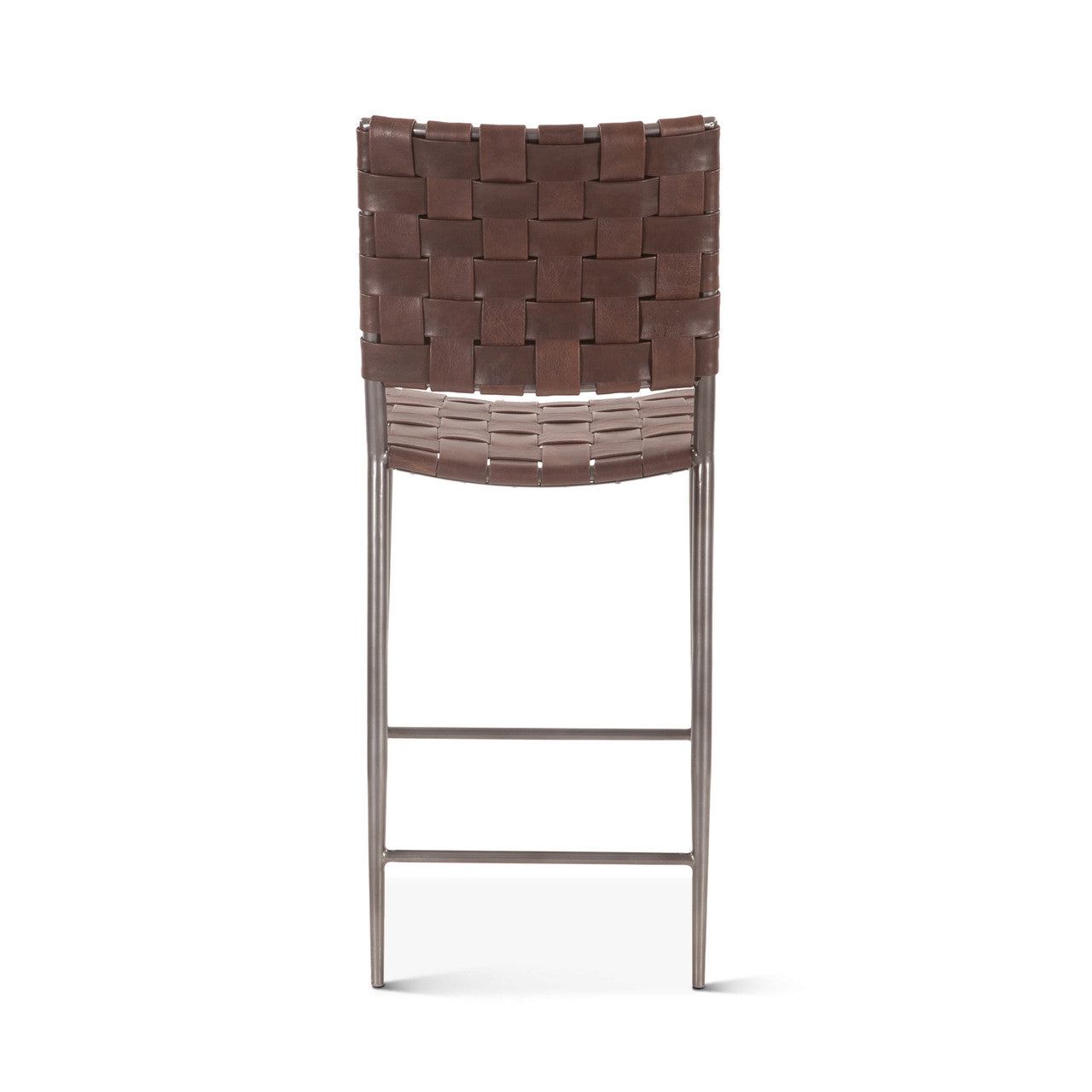 Copenhagen 17" Counter Chair in Brown Buffalo Leather and Iron