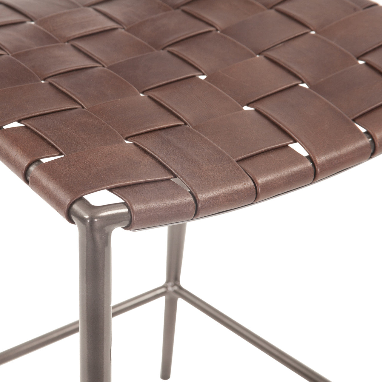 Copenhagen 17" Counter Chair in Brown Buffalo Leather and Iron