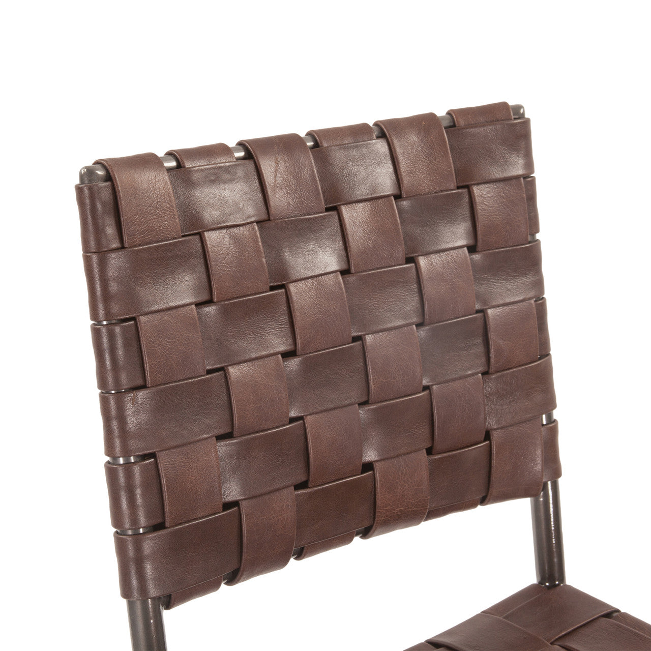 Copenhagen 17" Counter Chair in Brown Buffalo Leather and Iron