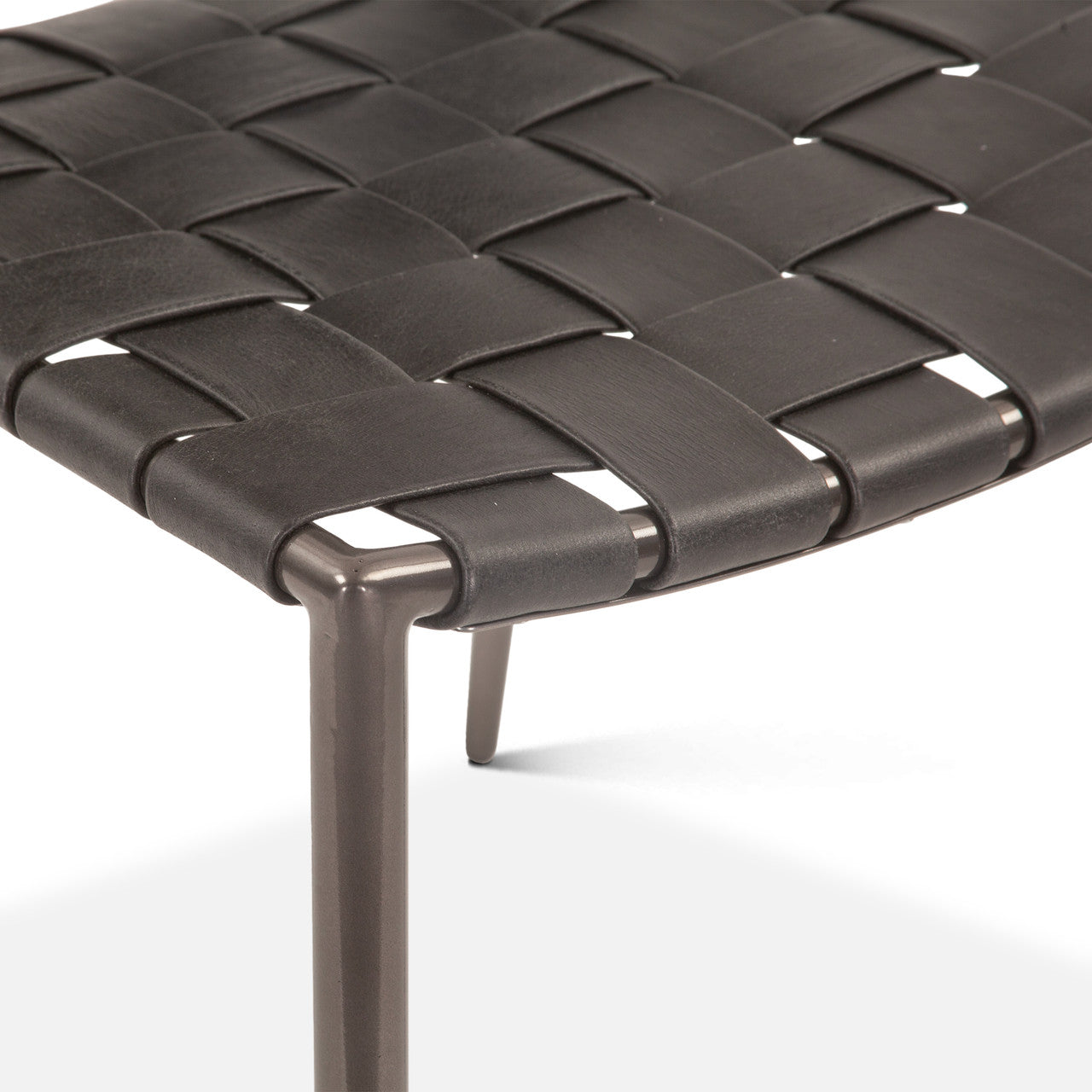 Copenhagen 18" Dining Chair in Black Buffalo Leather and Iron