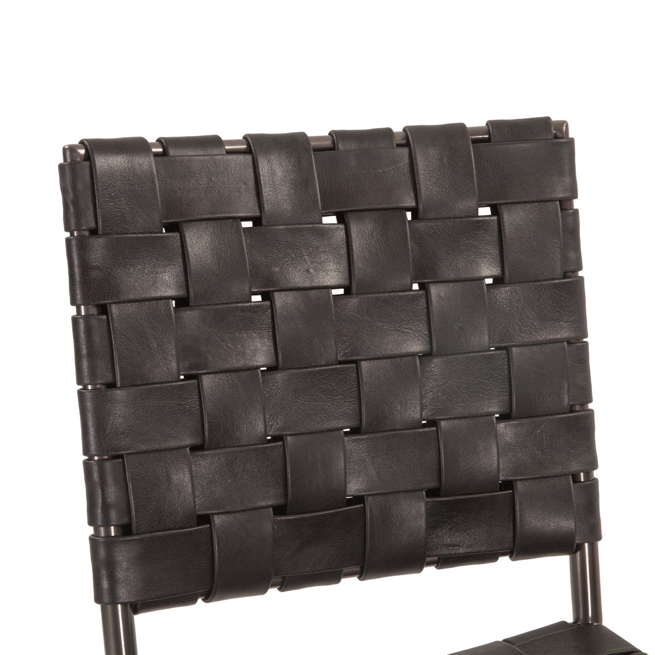 Copenhagen 18" Dining Chair in Black Buffalo Leather and Iron