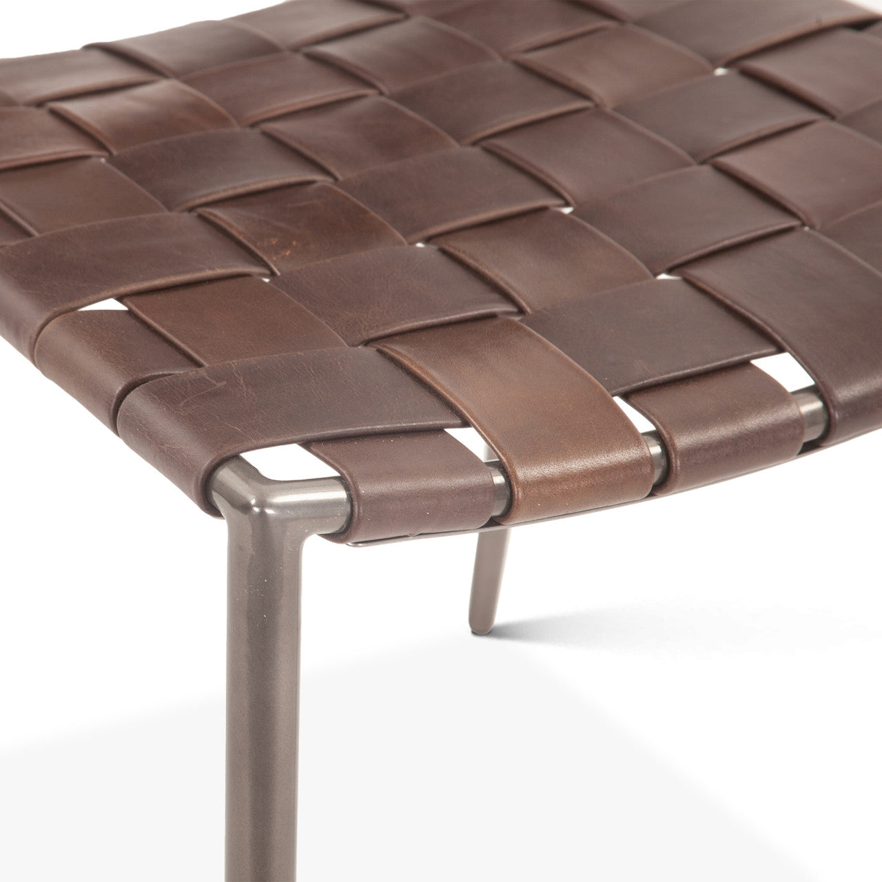 Copenhagen 18" Dining Chair in Brown Buffalo Leather and Iron