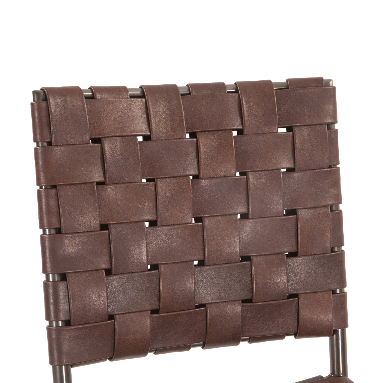Copenhagen 18" Dining Chair in Brown Buffalo Leather and Iron