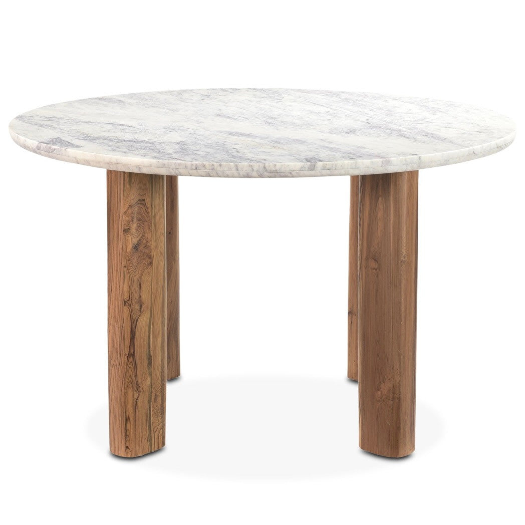 Barcelona Round Reclaimed  Wood and Marble Dining Table 54"