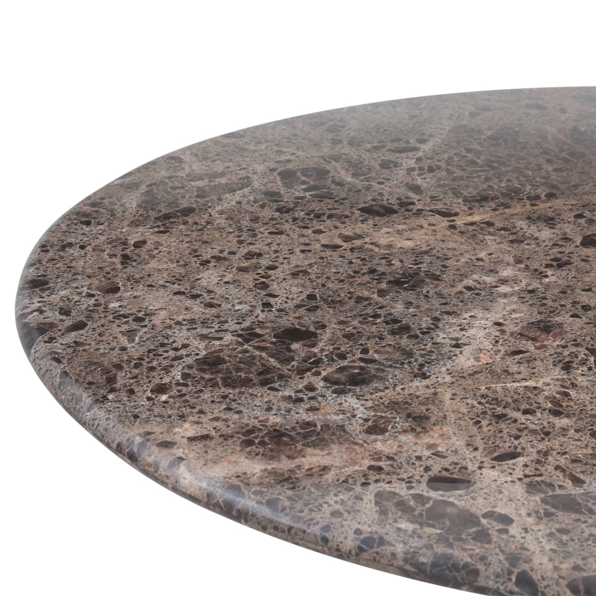 Dauphine 48" Round Dining Table in Dark Emperador Marble with Aged Brass Base - image 2