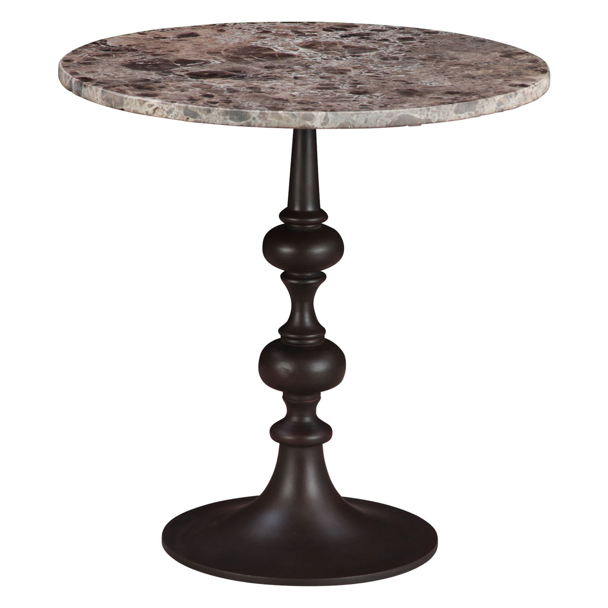 Dauphine 20" Side Table in Dark Emperador Marble with Brown Base - image 2