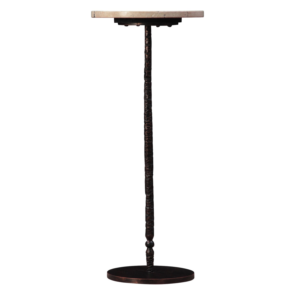 Detroit 10" Side Table in Beige Travertine with Hammered Base - image 3