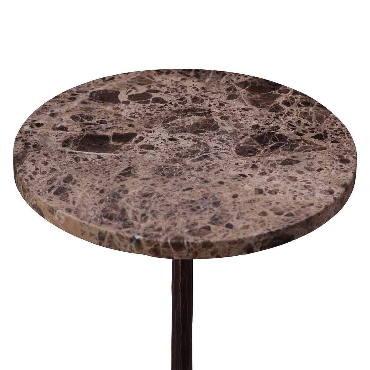 Detroit 10" Side Table in Dark Emperador Marble with Casted Base - image 2