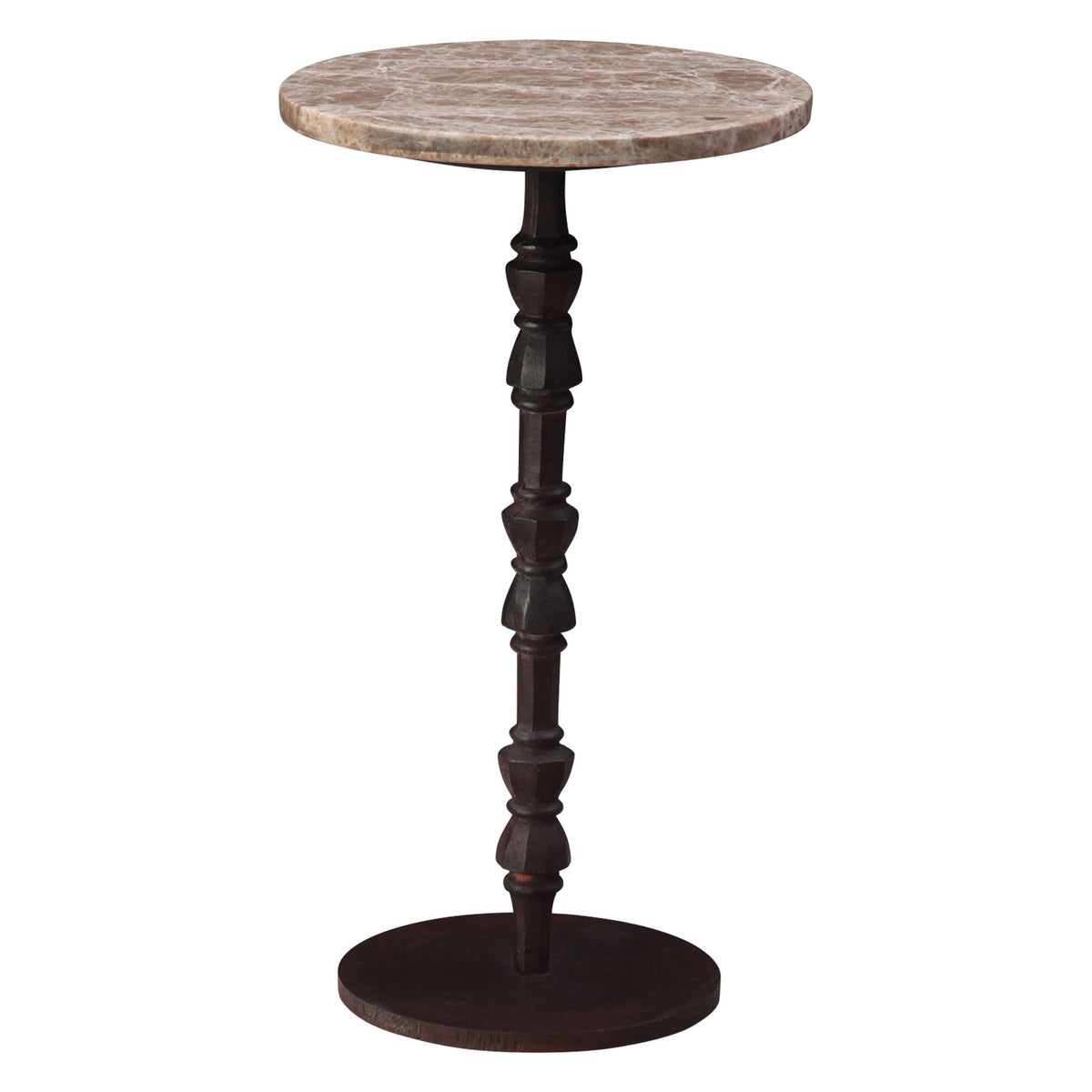 Detroit 12" Side Table in Light Emperador Marble with Casted Base - image 2