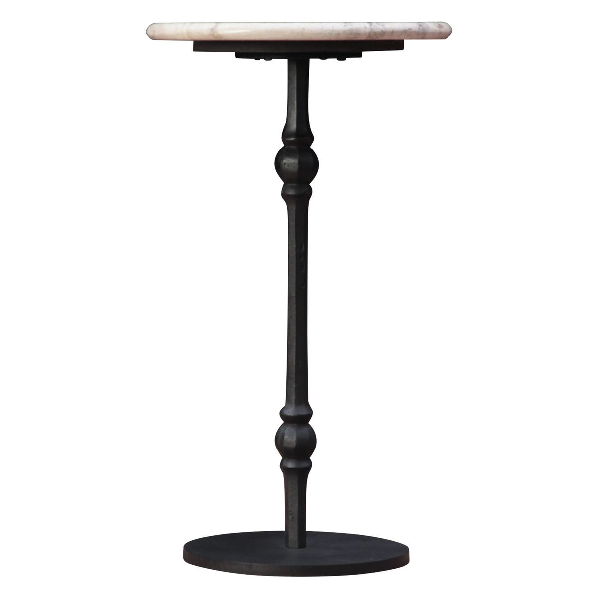 Detroit 12" Side Table in White Travertine with Casting Base - image 2