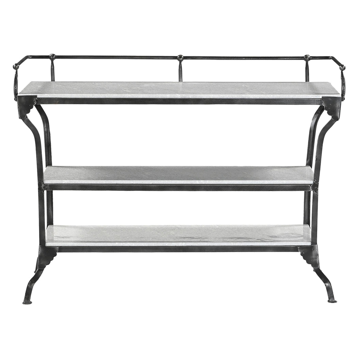 Downey 50" Console Table with White Marble and Black Metal Base - image 2