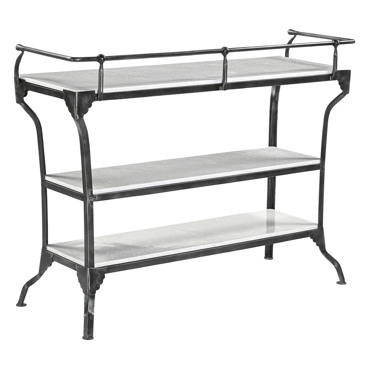Downey 50" Console Table with White Marble and Black Metal Base - image 4