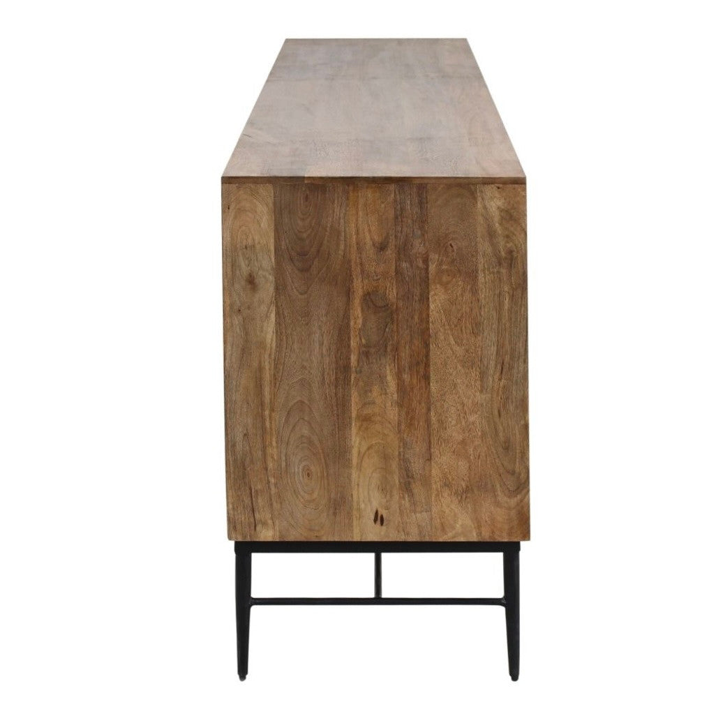 Soloman 80" Sideboard with Bone and Wood Inlay on a Metal Base