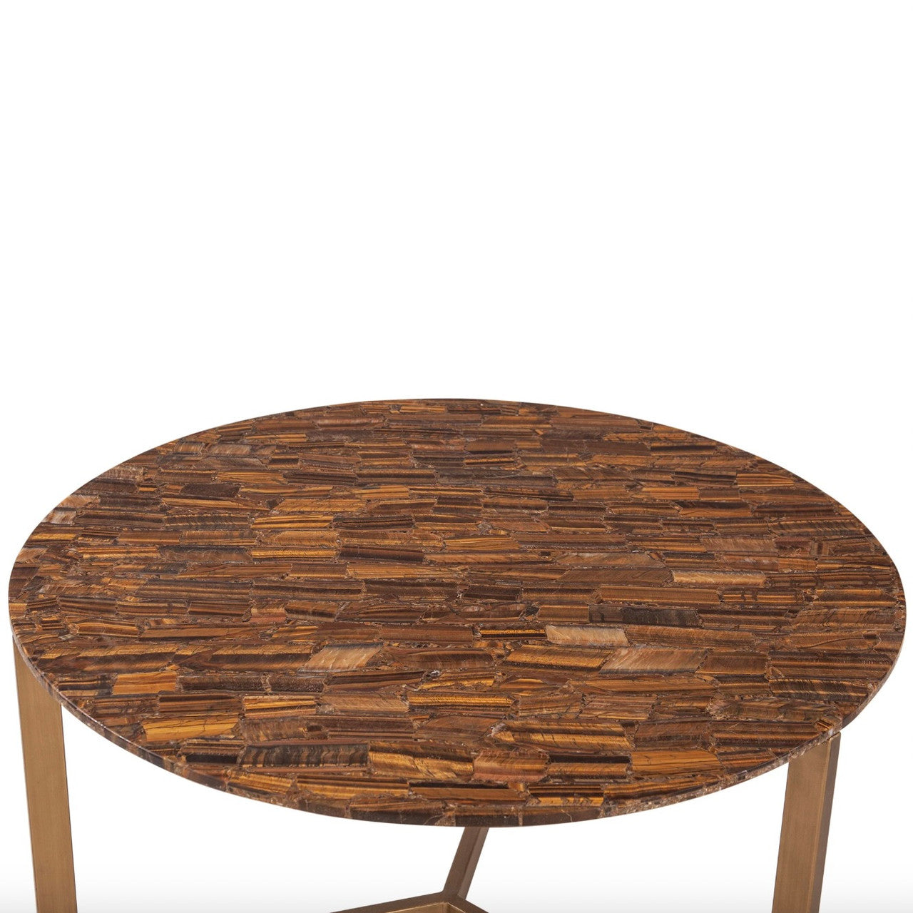 Calico Coffee Table in Tiger Eye with Iron Base 36"