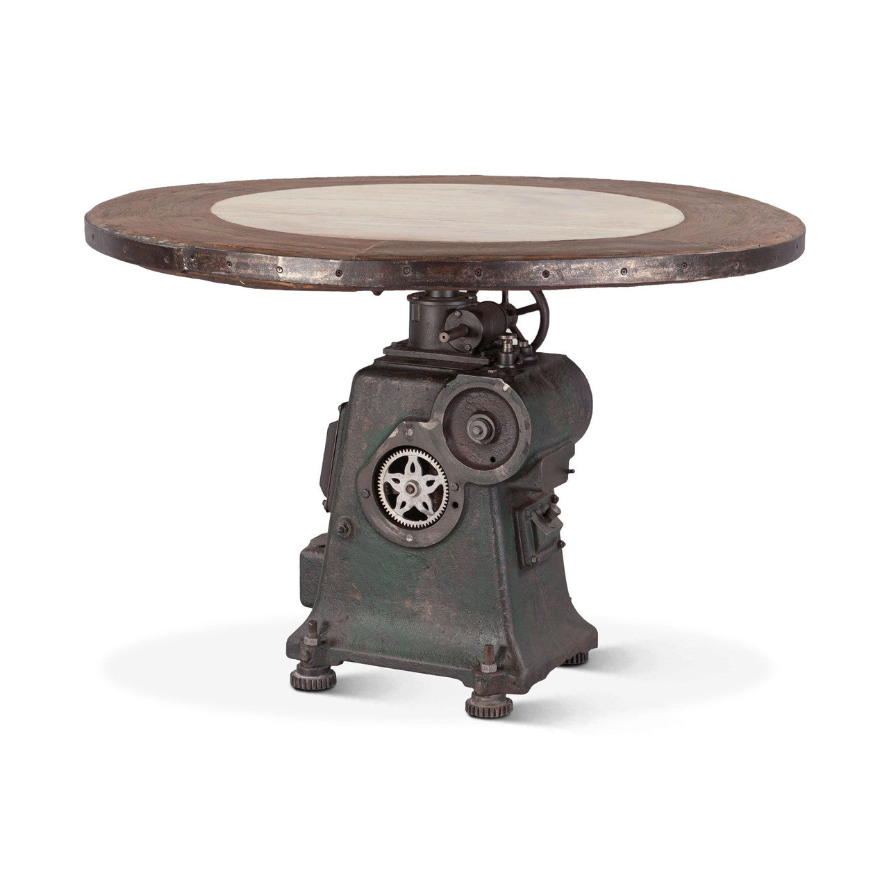 Barn Industrial Engine Base Round Adjustable Table 48"