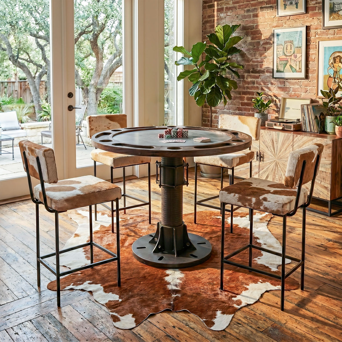Eiffel 52" Gathering Poker Game Table with White Marble Top - image 3