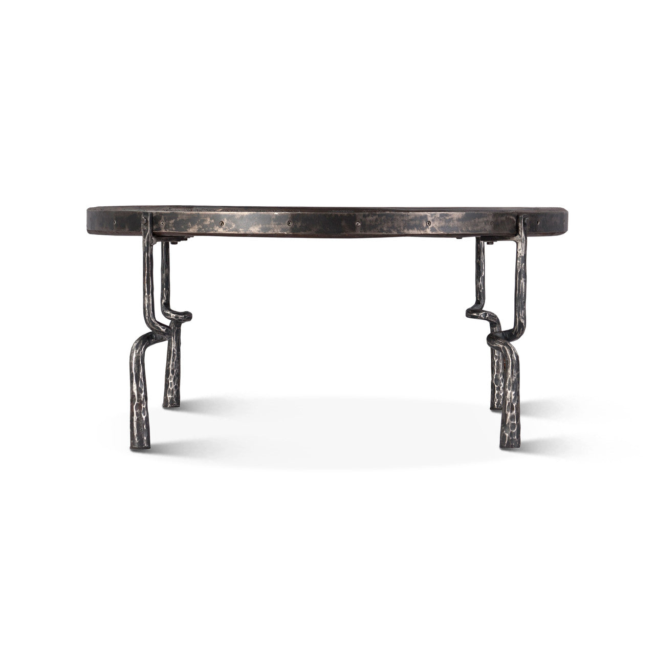 Eiffel 41" Coffee Table with Old Marble Top and Hammered Legs