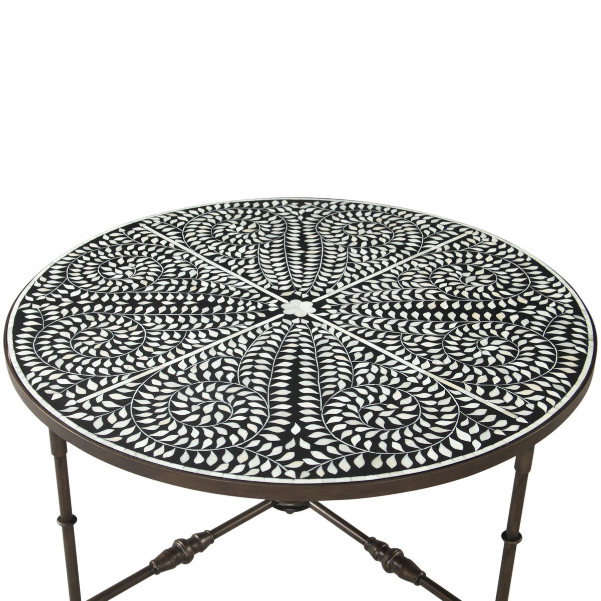 Fleur 40" Coffee Table with Floral Horn Inlay and Iron - image 3