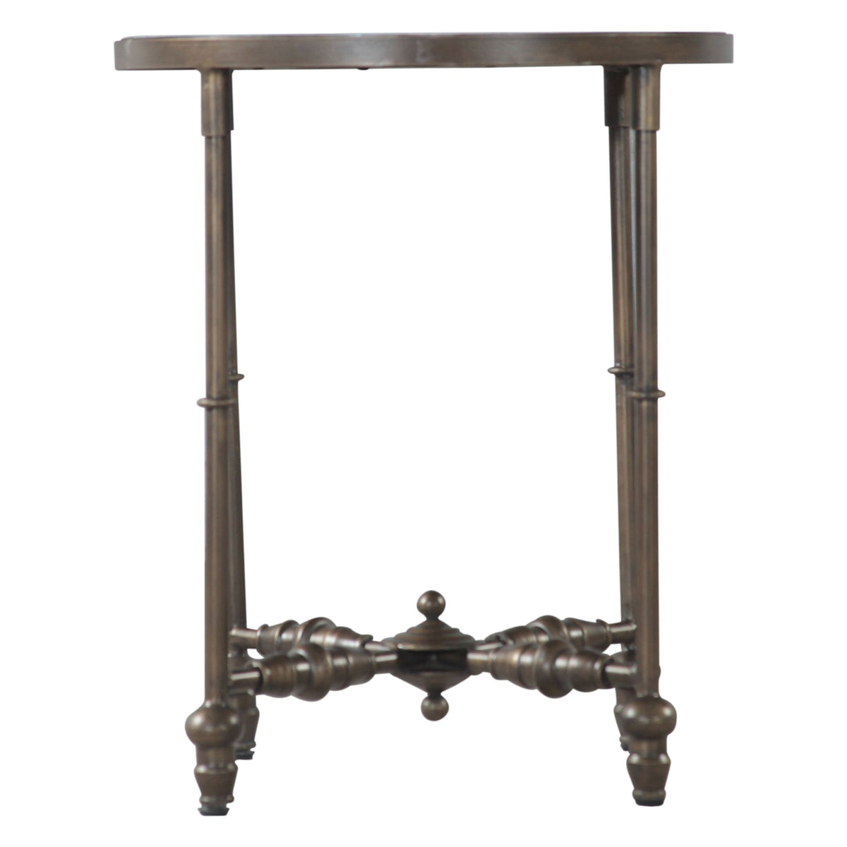 Fleur 20" Side Table with Floral Horn Inlay and Iron - image 3
