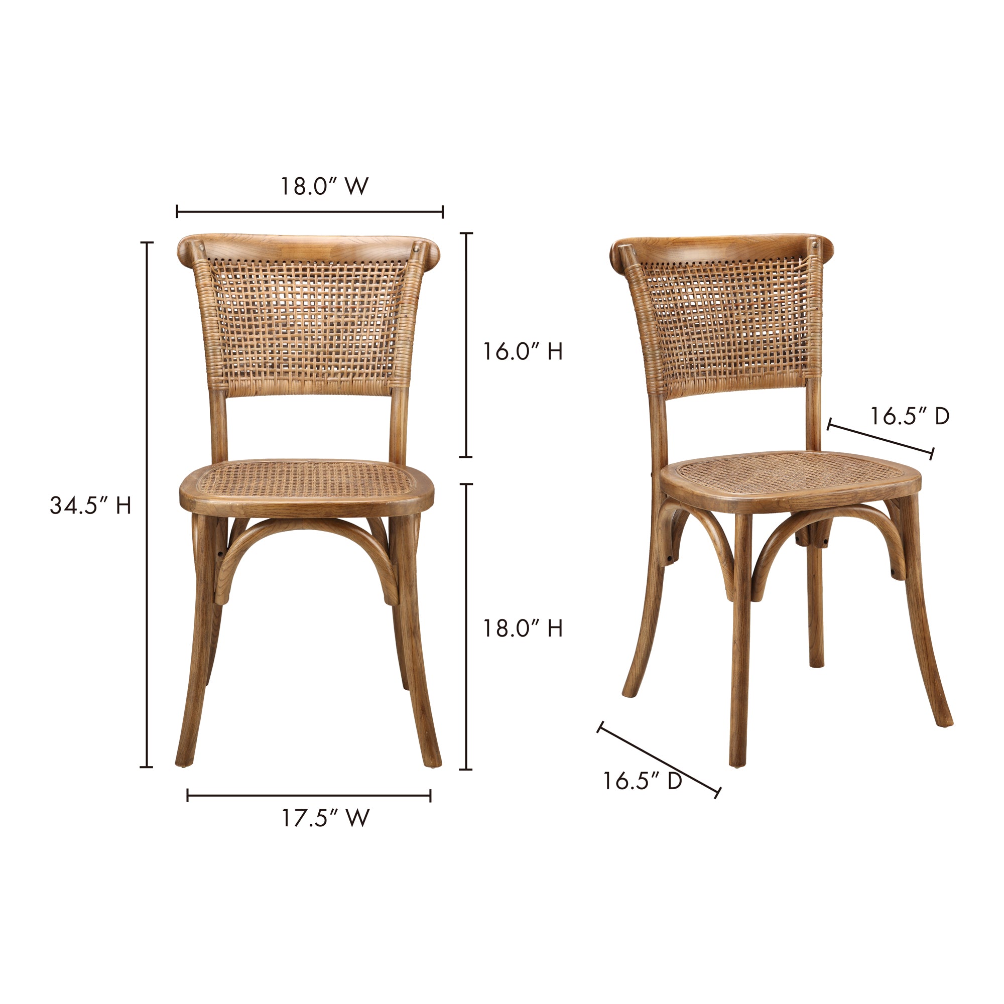 Churchill Dining Chair Light Brown - Set Of Two by Moe's Home Collection - view 8