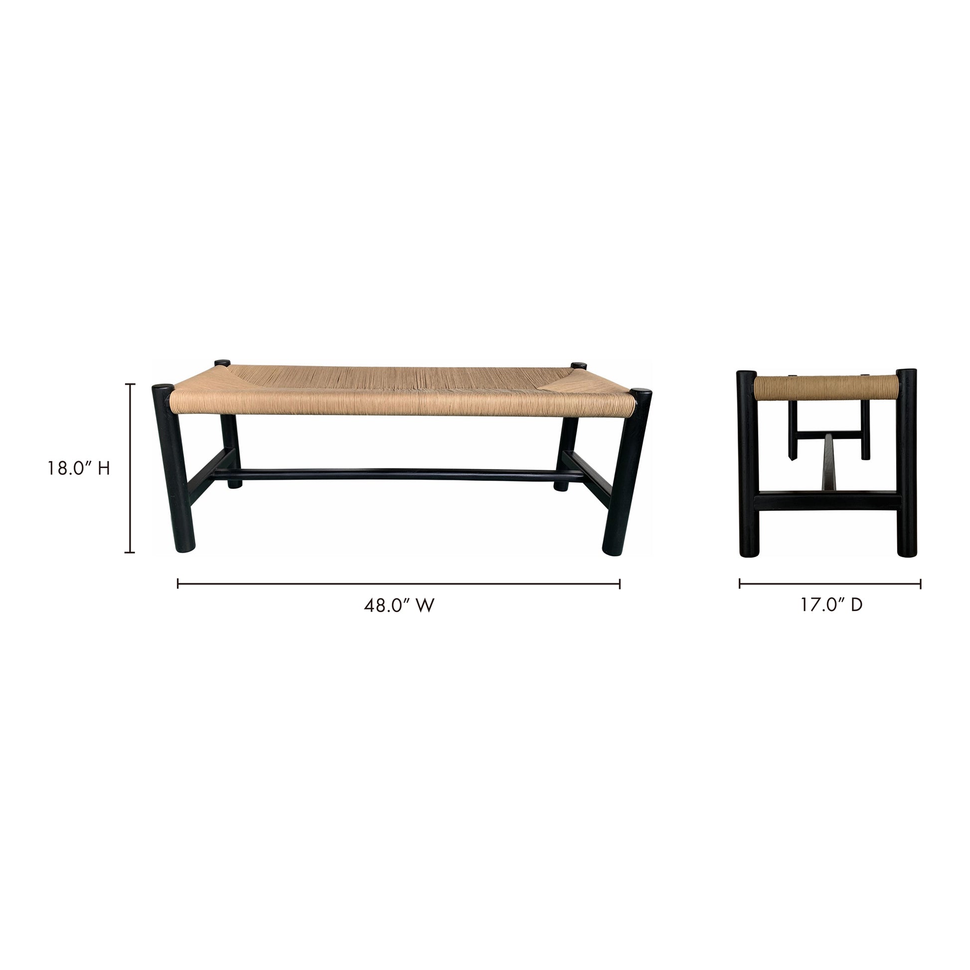Hawthorn Small Bench Black by Moe's Home Collection - view 10