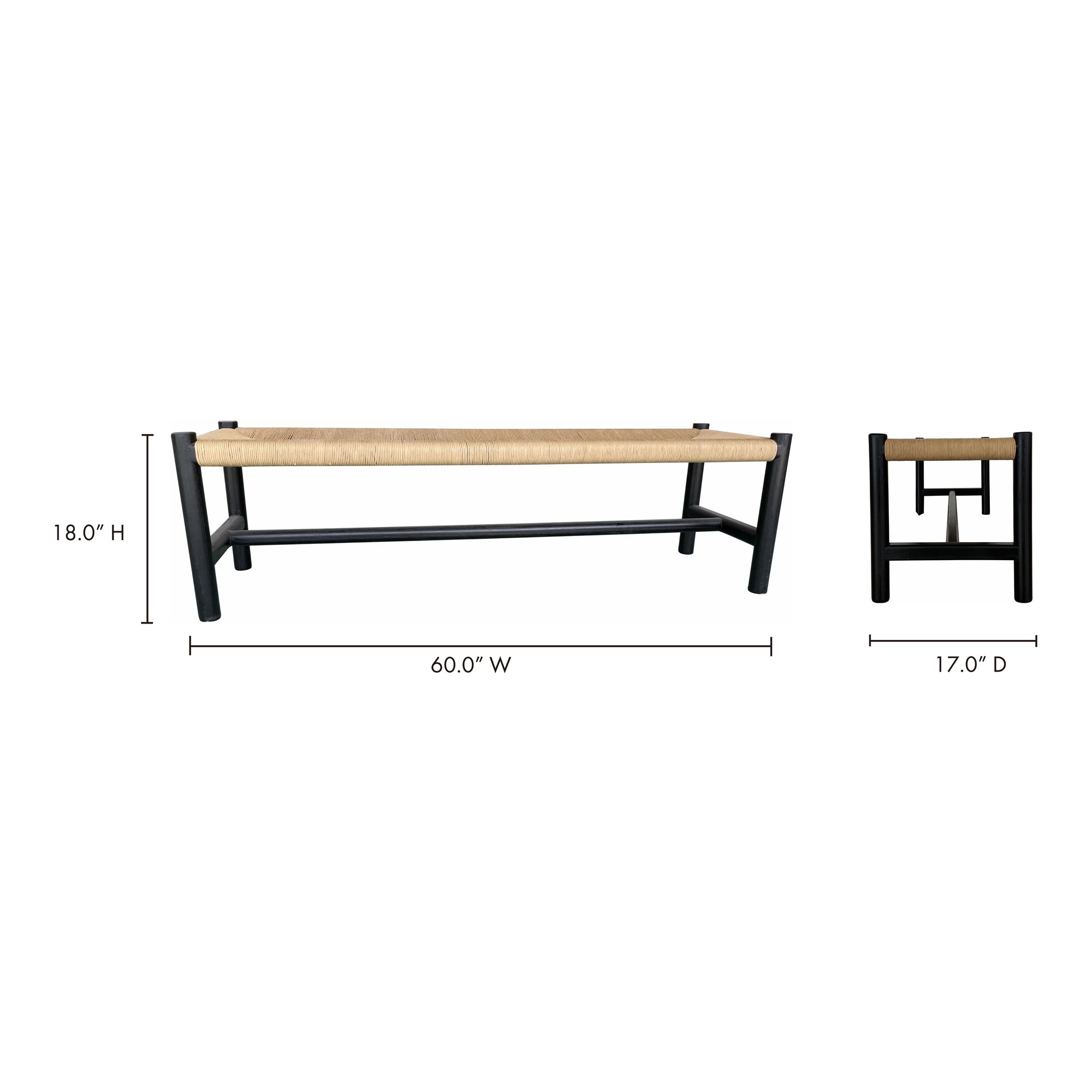 Hawthorn Large Bench Black by Moe's Home Collection - view 10