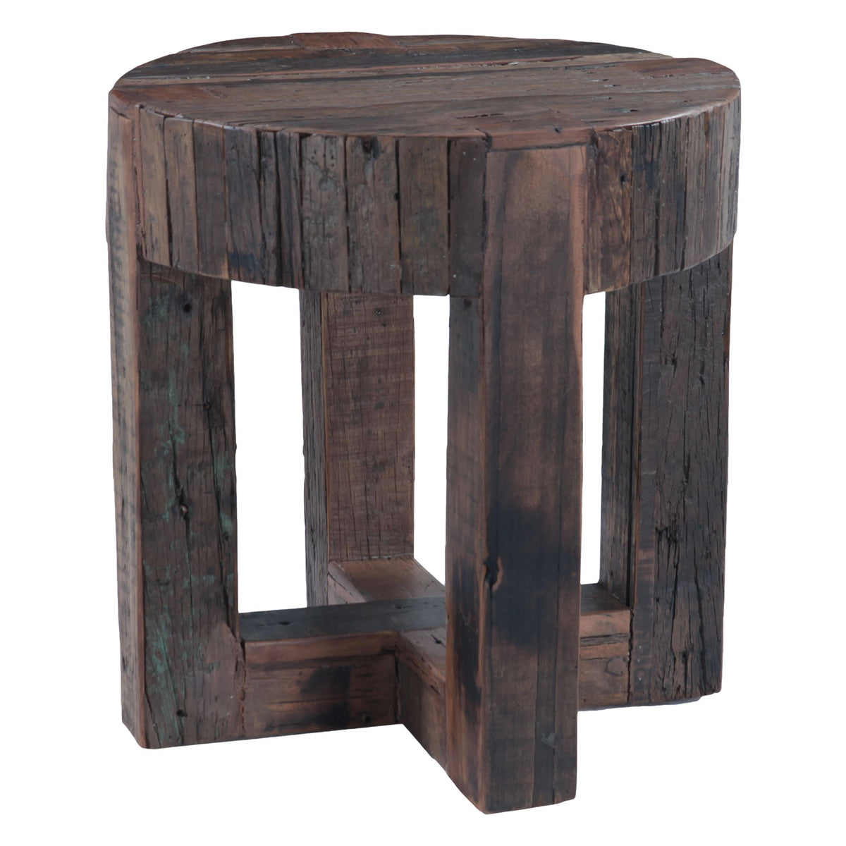 Harbor 24" Side Table with Cross Base in Reclaimed Wood - image 2