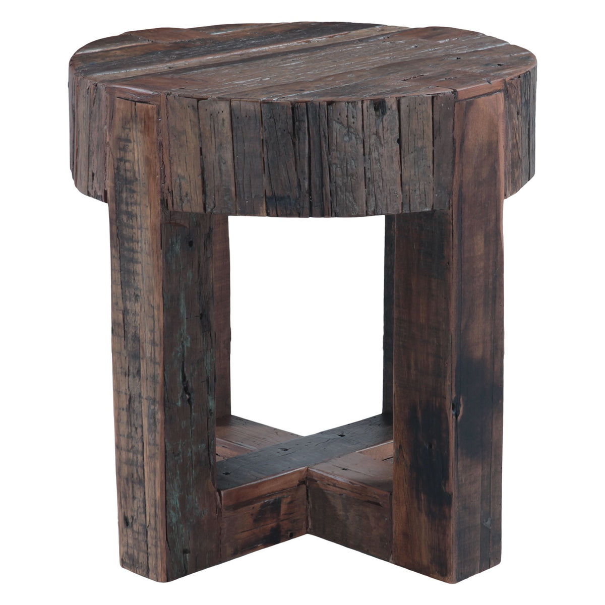 Harbor 24" Side Table with Cross Base in Reclaimed Wood - image 4