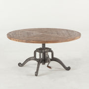 Steampunk Industrial Crank Adjustable Round Coffee Table 42"