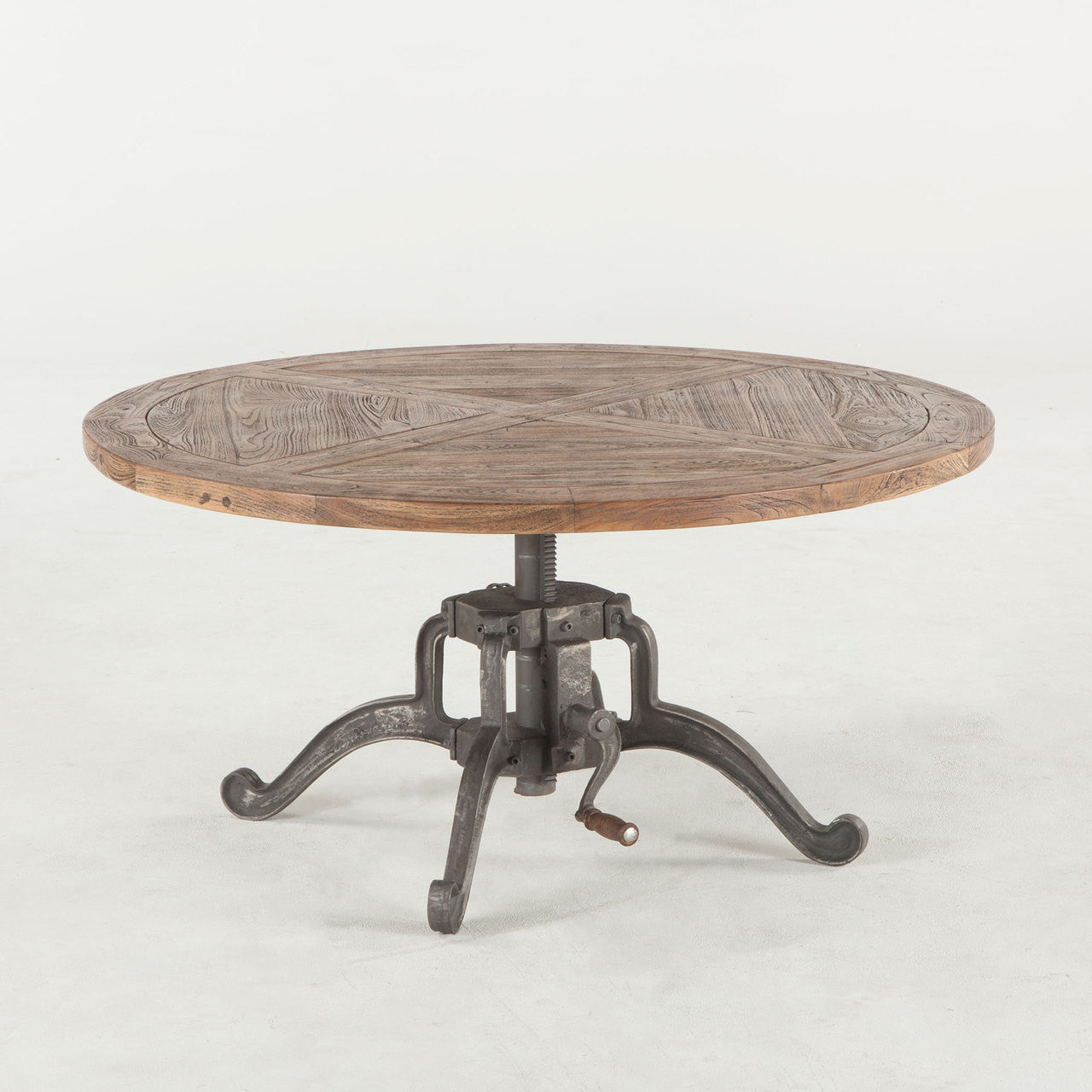 Steampunk Industrial Crank Adjustable Round Coffee Table 42"