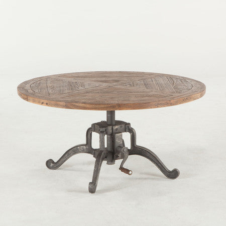 Steampunk Industrial Crank Adjustable Round Coffee Table 42"
