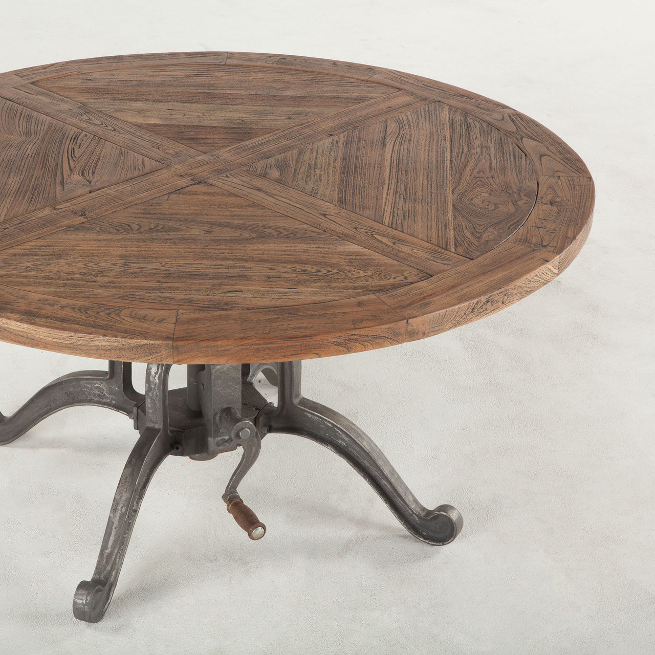 Steampunk Industrial Crank Adjustable Round Coffee Table 42"