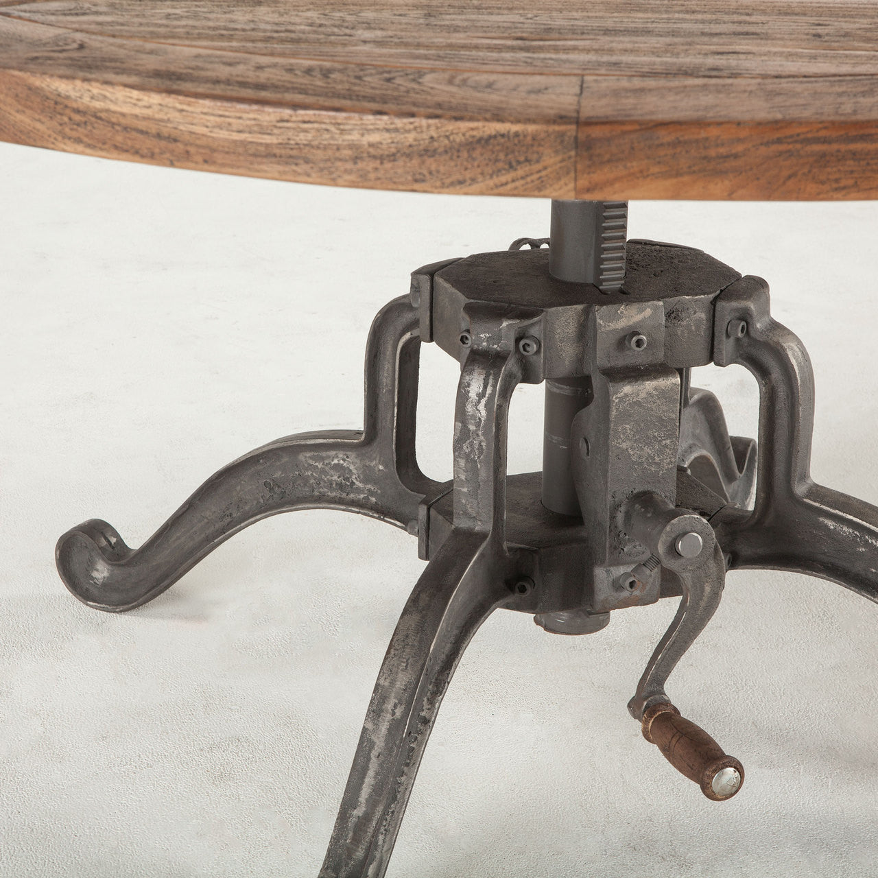Steampunk Industrial Crank Adjustable Round Coffee Table 42"