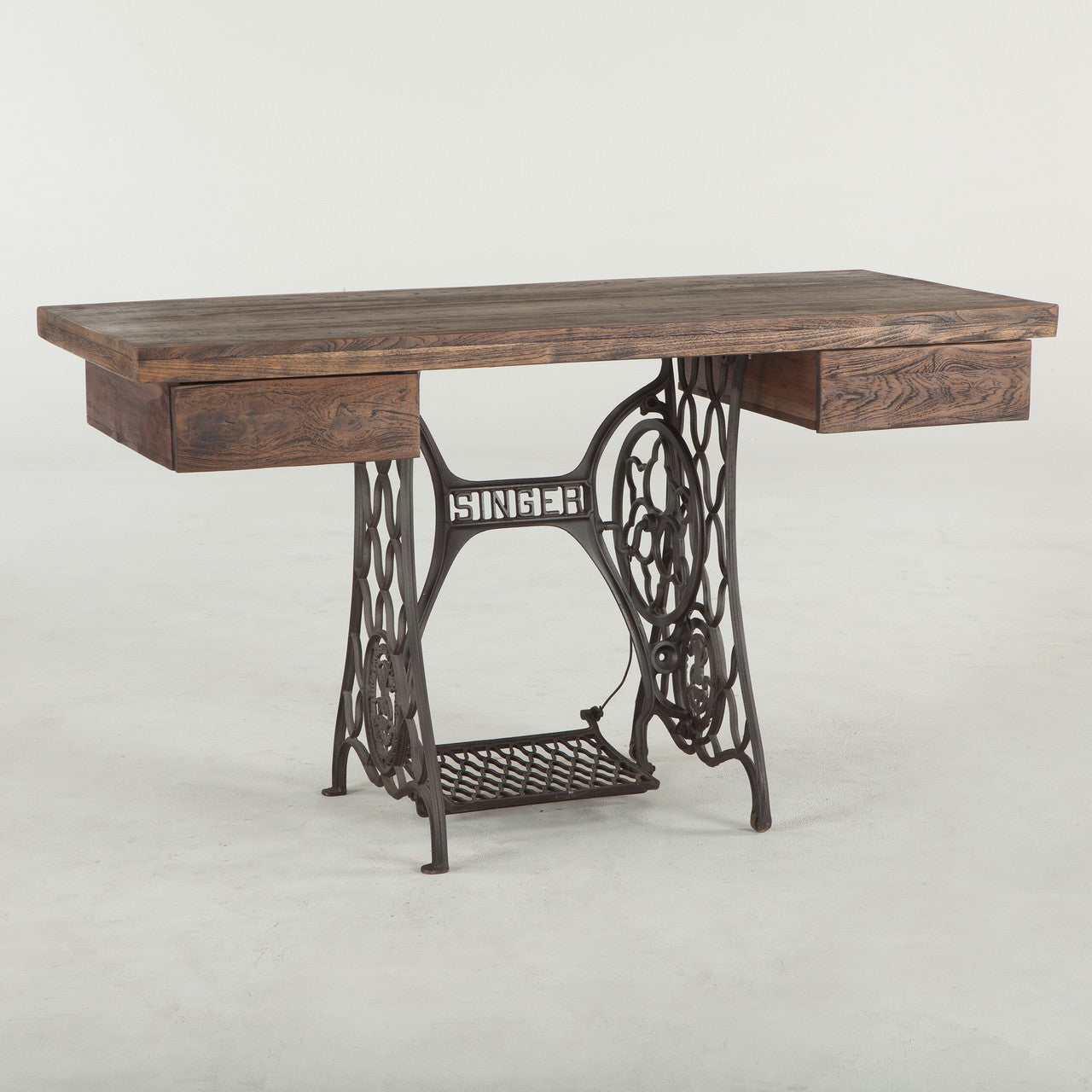 Singer Sewing Machine Base Reclaimed Wood Desk 54"