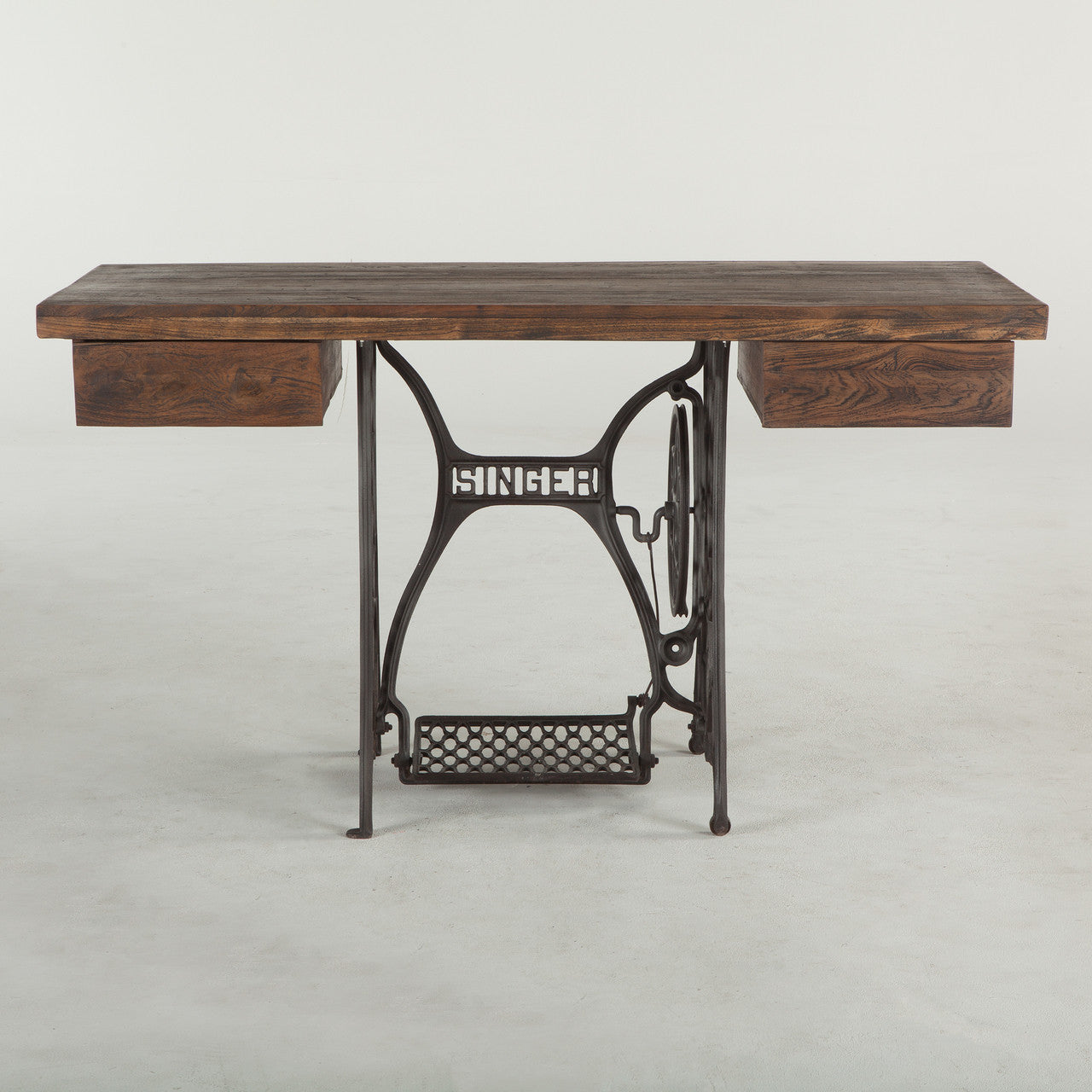 Singer Sewing Machine Base Reclaimed Wood Desk 54"