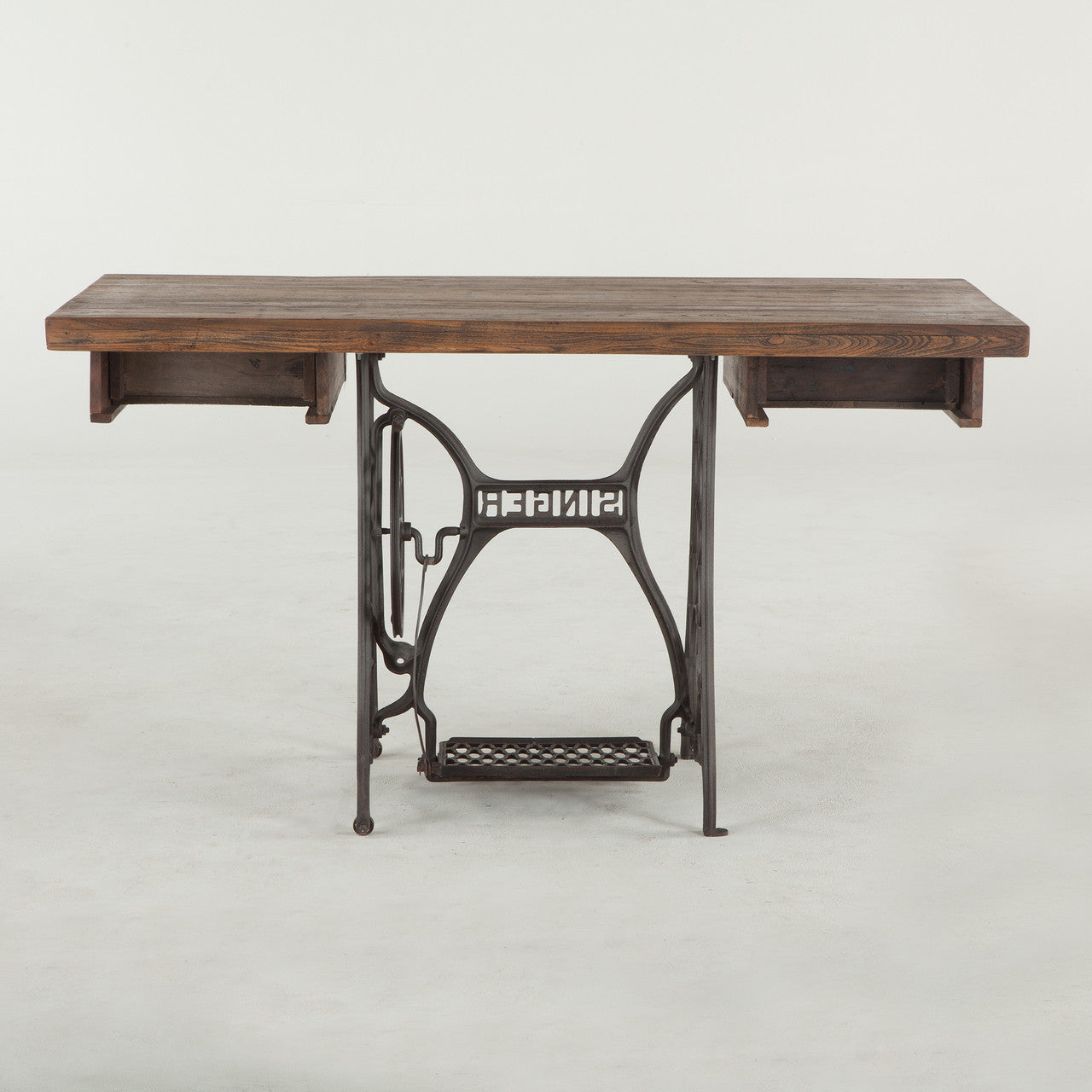 Singer Sewing Machine Base Reclaimed Wood Desk 54"