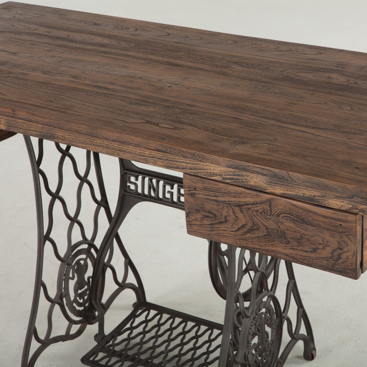Singer Sewing Machine Base Reclaimed Wood Desk 54"