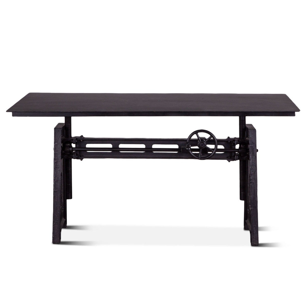 French Industrial Crank Adjustable Black Iron Desk 60"
