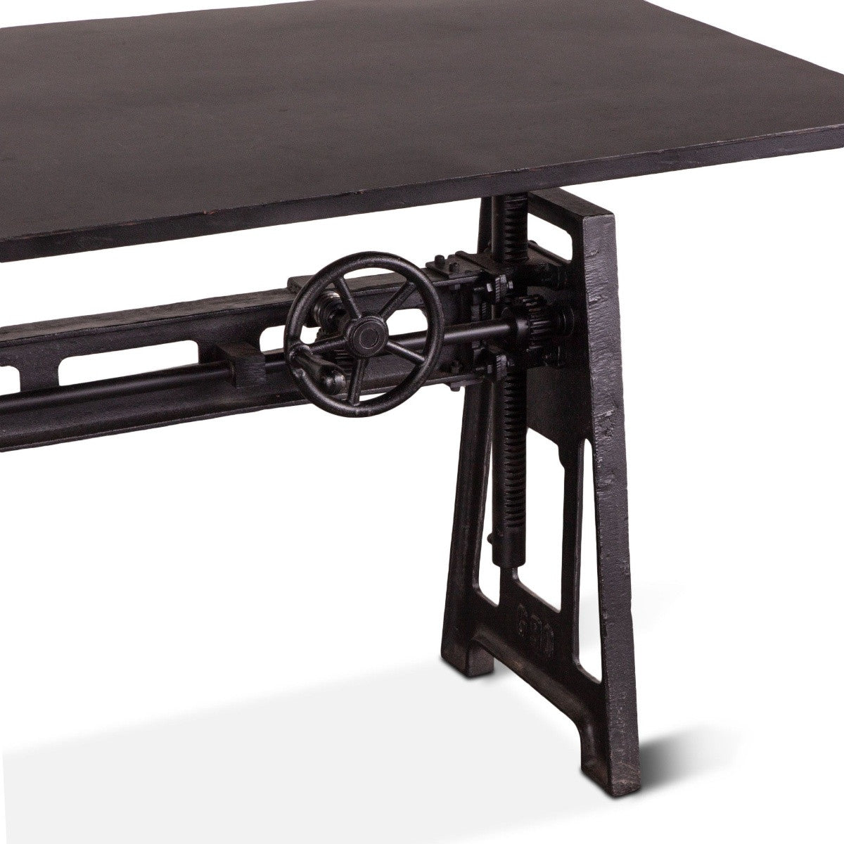 French Industrial Crank Adjustable Black Iron Desk 60"