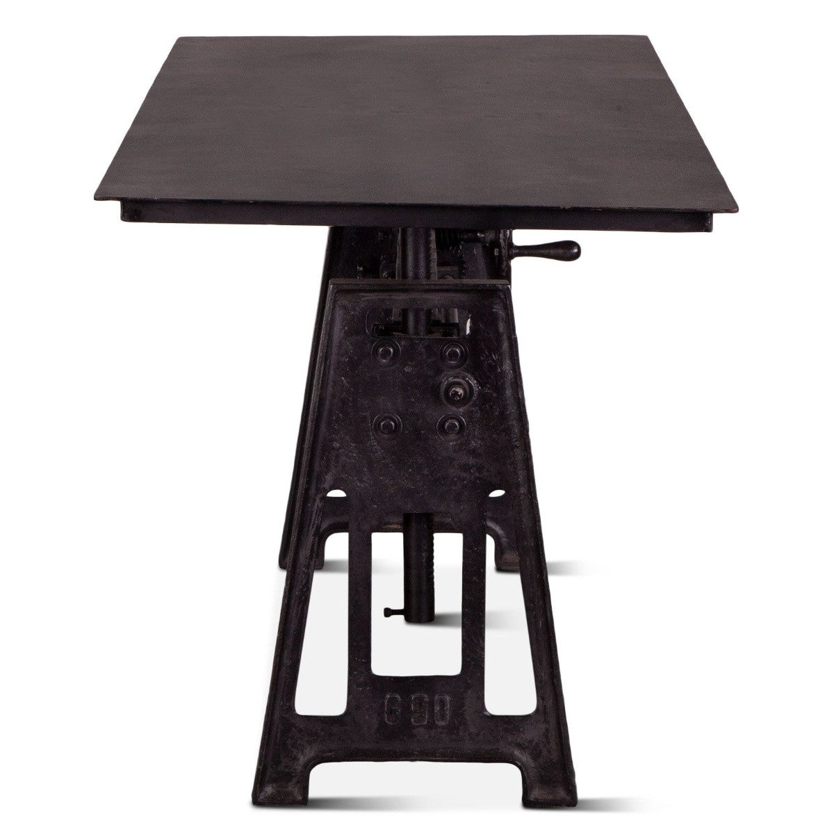 French Industrial Crank Adjustable Black Iron Desk 60"