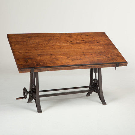 French Industrial Architect Drafting Table - Walnut