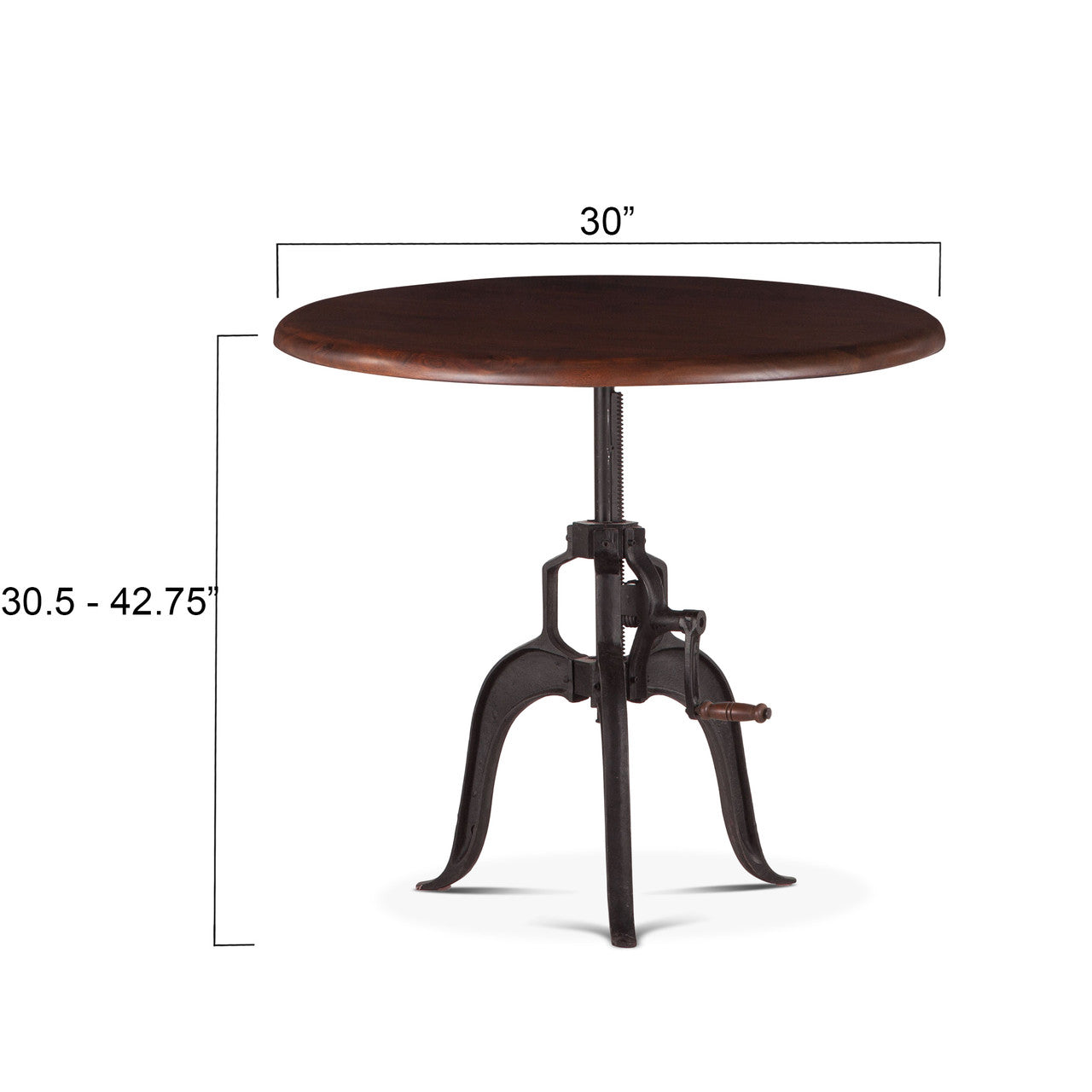 Industrial Loft 30" Adjustable Side Table in Walnut