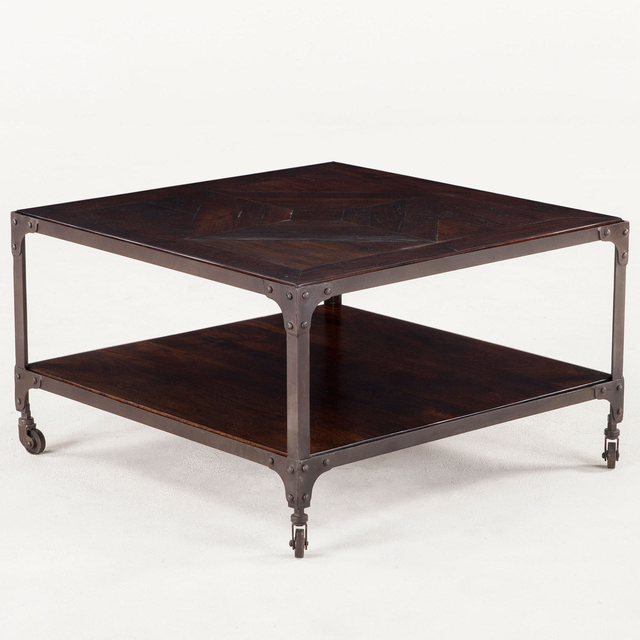 Steampunk Industrial Loft Iron + Wood Square Coffee Table 30"