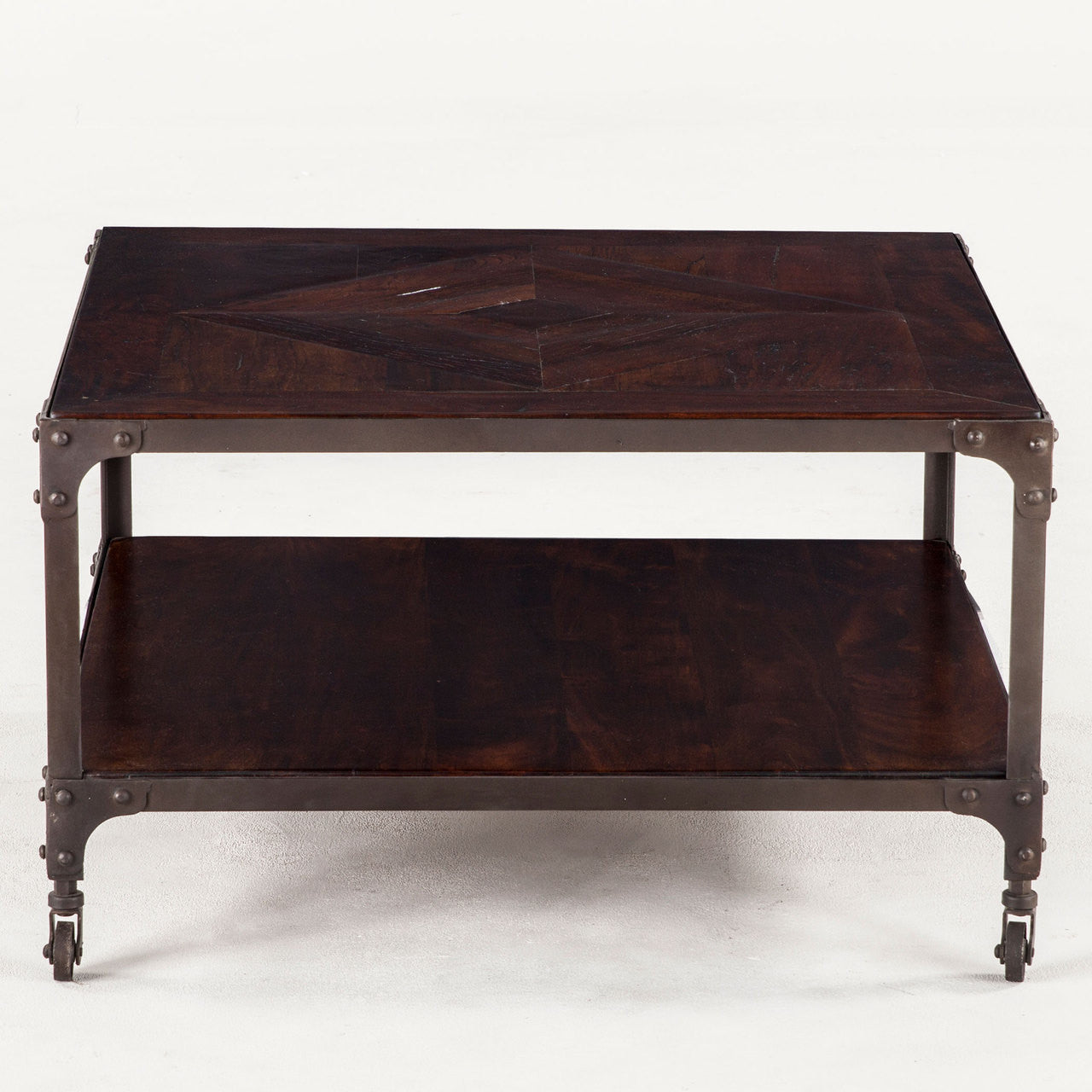 Steampunk Industrial Loft Iron + Wood Square Coffee Table 30"