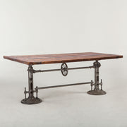 Steampunk Industrial + Reclaimed Wood Crank Dining Table 82"