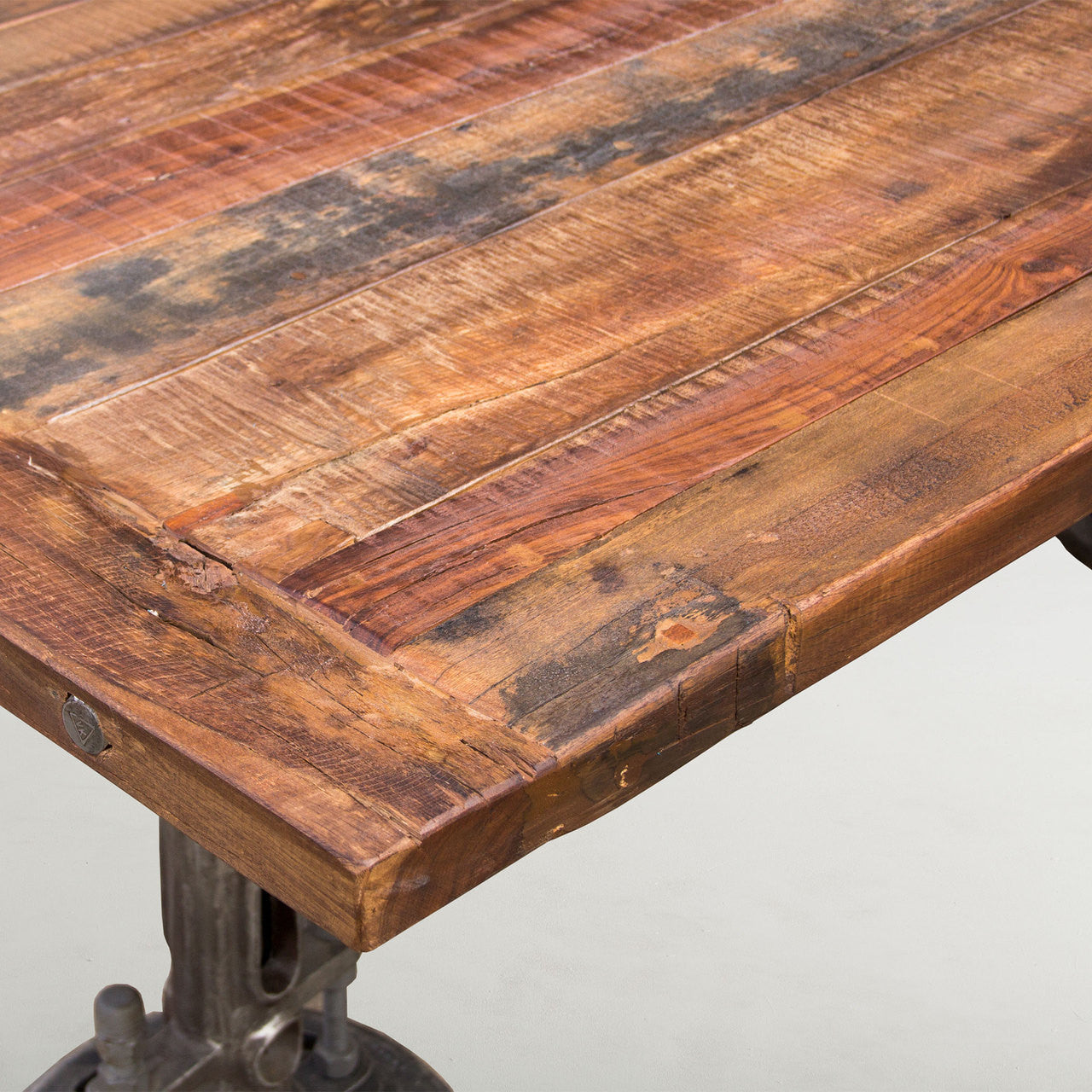 Steampunk Industrial + Reclaimed Wood Crank Dining Table 82"