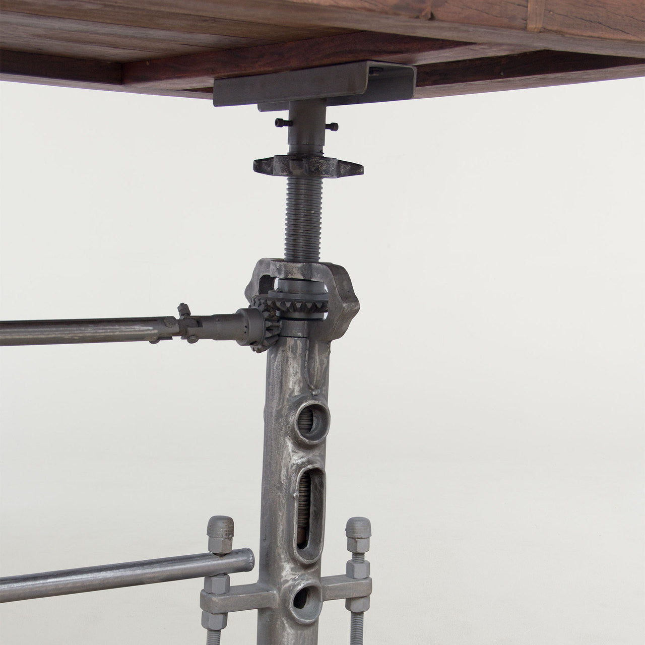 Steampunk Industrial + Reclaimed Wood Crank Dining Table 82"