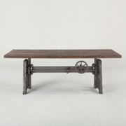Steampunk Industrial Crank + Wood Top Work Table 84"