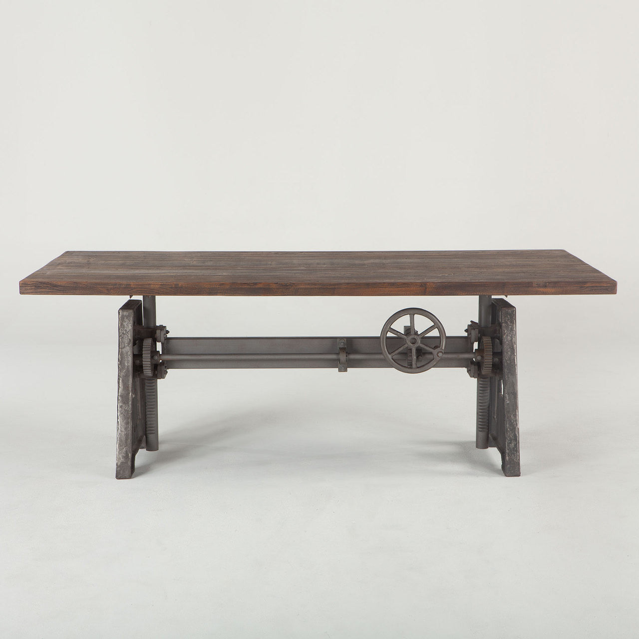 Steampunk Industrial Crank + Wood Top Work Table 84"