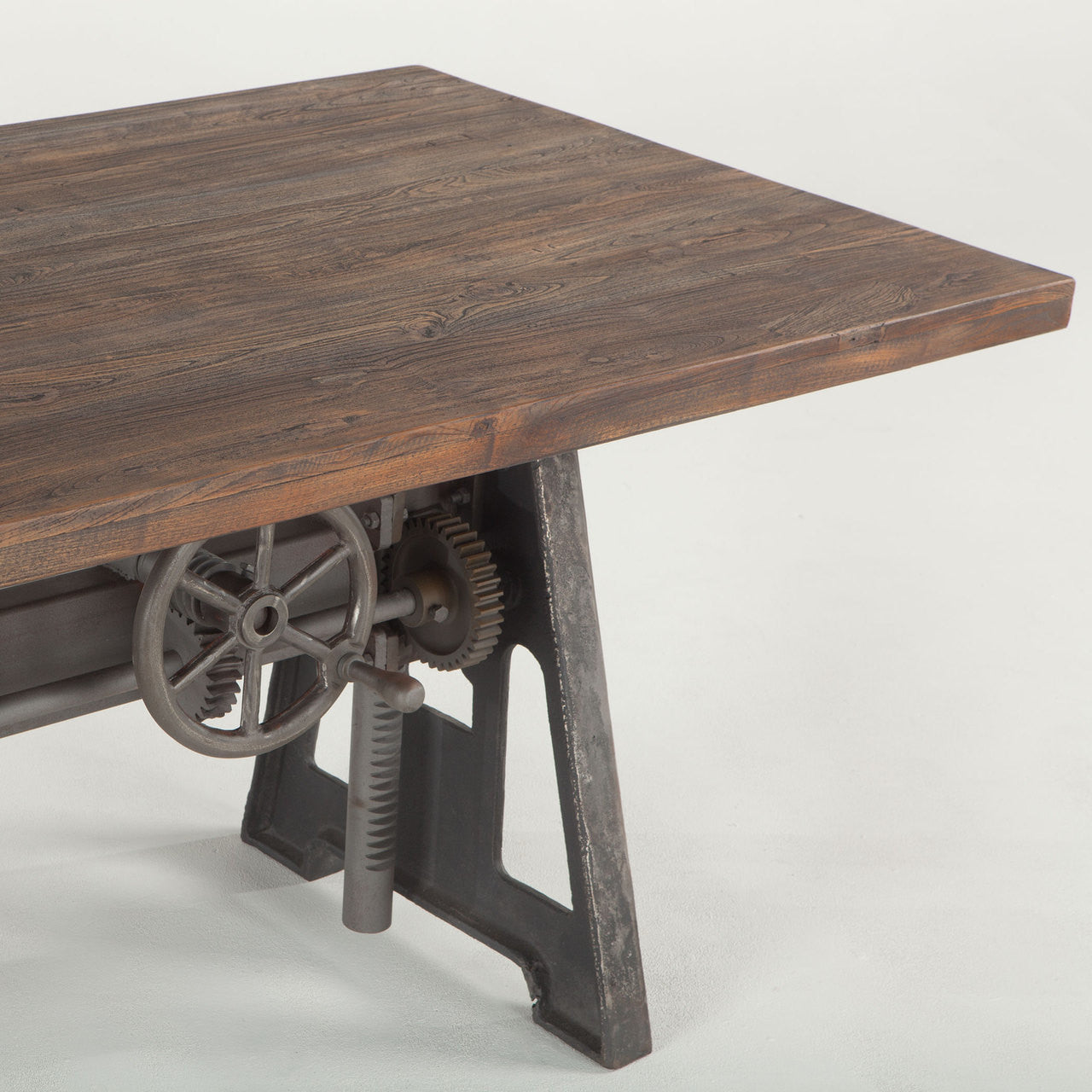 Steampunk Industrial Crank + Wood Top Dining Table 84"